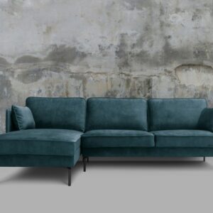 Ecksofa KAWOLA Sofa VINCENT Ecksofa Stoff Velvet petrol Recamiere links im onlineshop kaufen