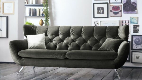 Sofas KAWOLA Sofa CHARME 3-Sitzer Stoff Velvet silver 225x94x95cm (B/H/T) im onlineshop kaufen