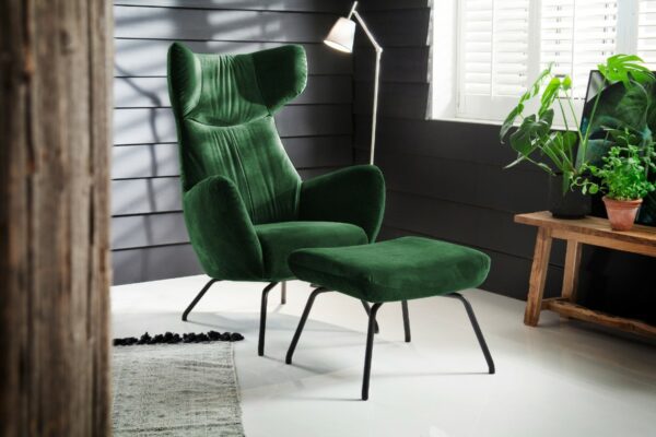 Velvet Dream KAWOLA Sessel LOTTE Relaxsessel velvet smaragd mit Hocker im onlineshop kaufen