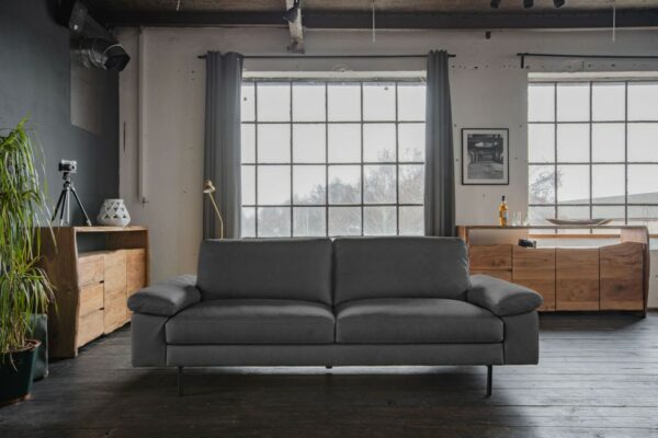 Brooklyn Loft KAWOLA Ledersofa ELVIRA 3-Sitzer Sofa Leder grau im onlineshop kaufen