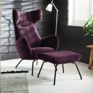Velvet Dream KAWOLA Sessel LOTTE Relaxsessel velvet purple mit Hocker im onlineshop kaufen