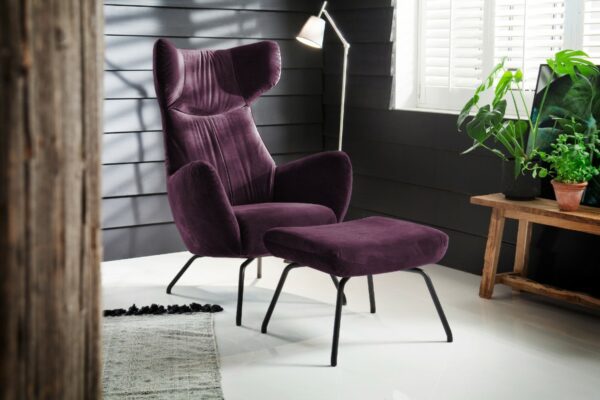 Velvet Dream KAWOLA Sessel LOTTE Relaxsessel velvet purple mit Hocker im onlineshop kaufen