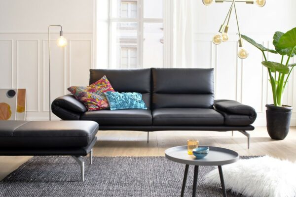 Brooklyn Loft KAWOLA Ledersofa KIMI 2-Sitzer Sofa schwarz im onlineshop kaufen