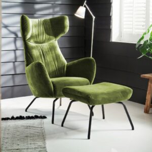 Velvet Dream KAWOLA Sessel LOTTE Relaxsessel velvet grün mit Hocker im onlineshop kaufen