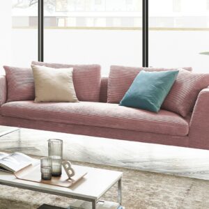 Boho Style KAWOLA Sofa ARIAN 3-Sitzer Metallkufe chrom Cord rosa im onlineshop kaufen