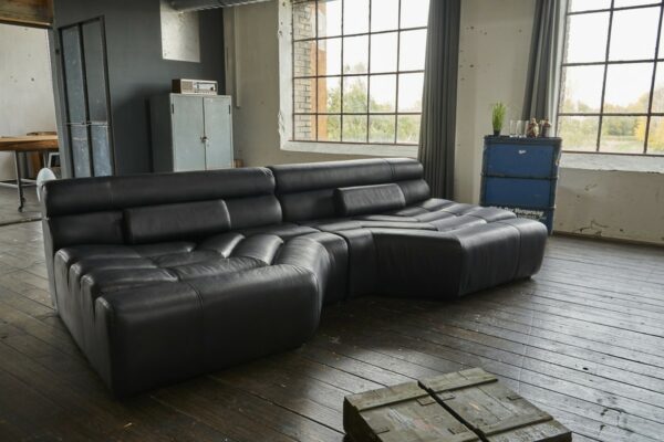 BigSofa KAWOLA Big Sofa TARA Wohnlandschaft Leder schwarz 286x75x148cm (B/H/T) im onlineshop kaufen