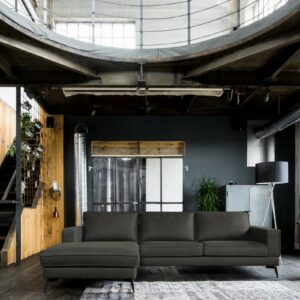 Brooklyn Loft KAWOLA Sofa BLOOM Recamiere links Leder grau im onlineshop kaufen