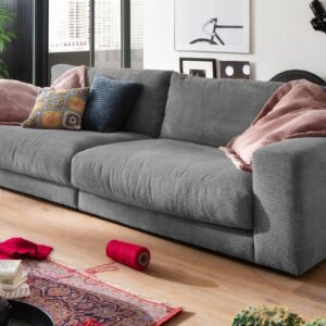 Boho Style KAWOLA Sofa MADELINE 3-Sitzer Cord grau im onlineshop kaufen