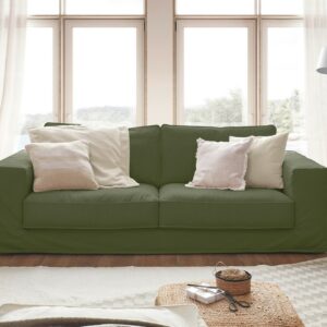 Brooklyn Loft KAWOLA Sofa ROMA 2-Sitzer Stoff olivgrün im onlineshop kaufen