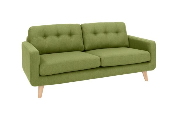 Retro KAWOLA 3-Sitzer ALEXO Sofa Stoff grün im onlineshop kaufen