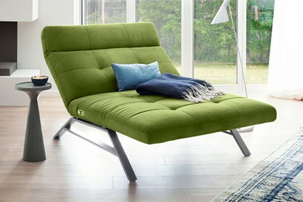 Velvet Dream KAWOLA Liege AMERIVA Sessel Relaxliege Maxi Velvet grün Fuß chrome im onlineshop kaufen