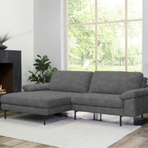 Ecksofa KAWOLA Sofa VISAO Ecksofa Velvet Recamiere links hellgrau im onlineshop kaufen