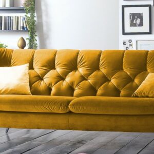 Sofas KAWOLA Sofa CHARME 3-Sitzer Stoff Velvet gelb 225x94x95cm (B/H/T) im onlineshop kaufen