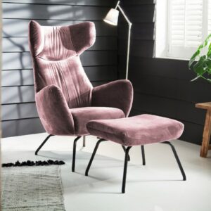 Velvet Dream KAWOLA Sessel LOTTE Relaxsessel velvet rosa mit Hocker im onlineshop kaufen