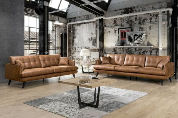 Brooklyn Loft KAWOLA Sofa-Set 4-Sitzer Couch und 3-Sitzer Couch HILLY Microfaser braun im onlineshop kaufen