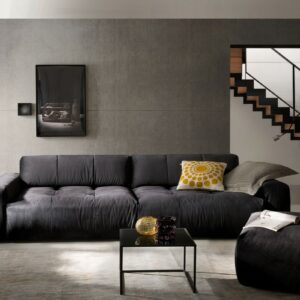 BigSofa KAWOLA Sofa PALACE mit Sitztiefenverstellung Stoff velvet schwarz im onlineshop kaufen