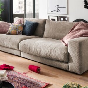 Boho Style KAWOLA Sofa MADELINE 3-Sitzer Cord taupe im onlineshop kaufen