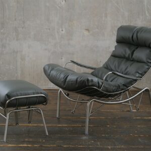 Designstühle KAWOLA Relaxsessel ROWA Sessel Leder grau (B/H/T) 77x88x103 inklusive Hocker im onlineshop kaufen