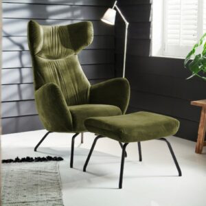 Velvet Dream KAWOLA Sessel LOTTE Relaxsessel velvet olivgrün mit Hocker im onlineshop kaufen