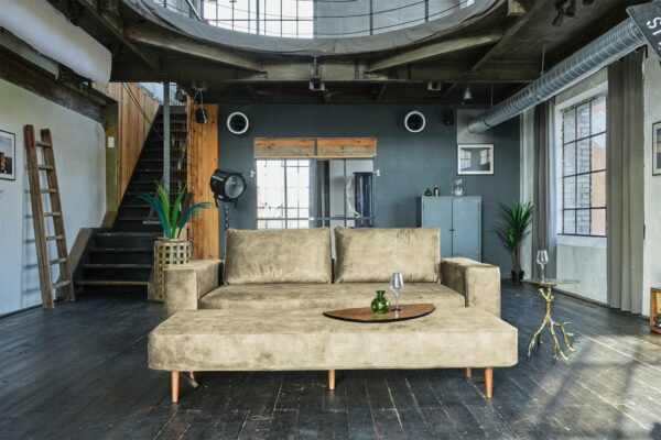 Sofas KAWOLA Sofa JULIA 3-Sitzer Velvet beige Armlehne mit Ablage im onlineshop kaufen