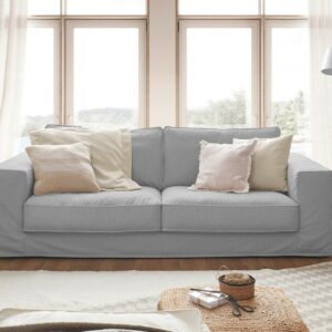 Brooklyn Loft KAWOLA Sofa ROMA 2-Sitzer Stoff platin im onlineshop kaufen