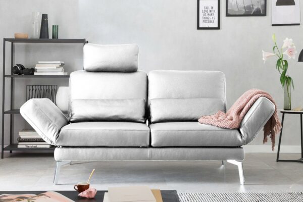 Boho Style KAWOLA Sofa HURRICANE 2-Sitzer Leder weiß im onlineshop kaufen