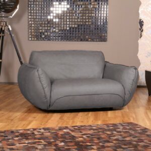 Boho Style KAWOLA Sessel DAVITO Loveseat 2-Sitzer Ledersessel Megasessel Leder grau im onlineshop kaufen