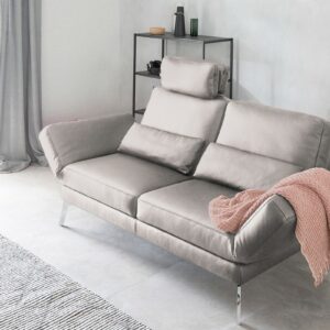 Boho Style KAWOLA Sofa HURRICANE 2-Sitzer Leder hellgrau im onlineshop kaufen