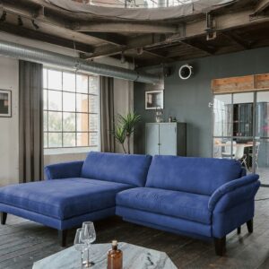 Brooklyn Loft KAWOLA Sofa MALTA Ecksofa Stoff blau mit motorischer Relaxfunktion Recamiere links im onlineshop kaufen