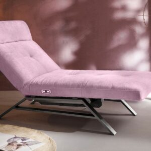 Velvet Dream KAWOLA Liege AMERIVA Sessel Relaxliege Velvet rosa Fuß chrome im onlineshop kaufen