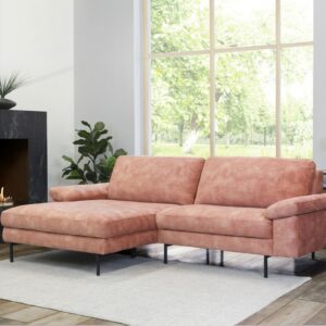 Ecksofa KAWOLA Sofa VISAO Ecksofa Velvet Recamiere links rosa im onlineshop kaufen